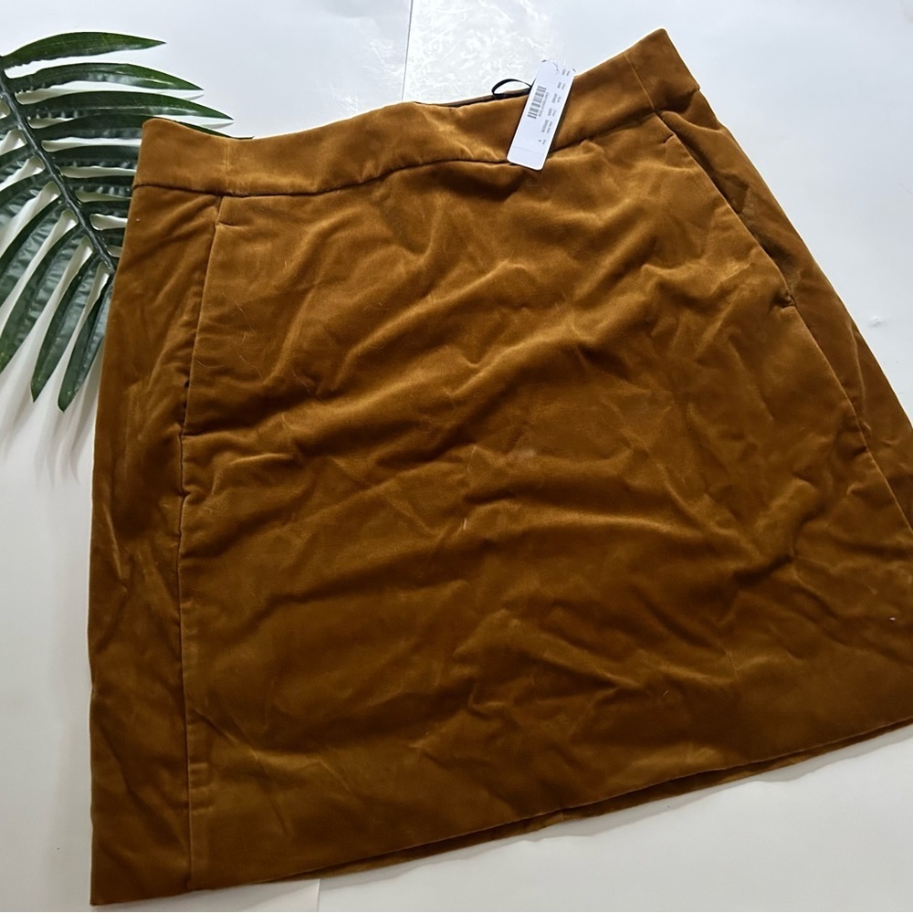 J.Crew brown velvet skirt size 10 NWT